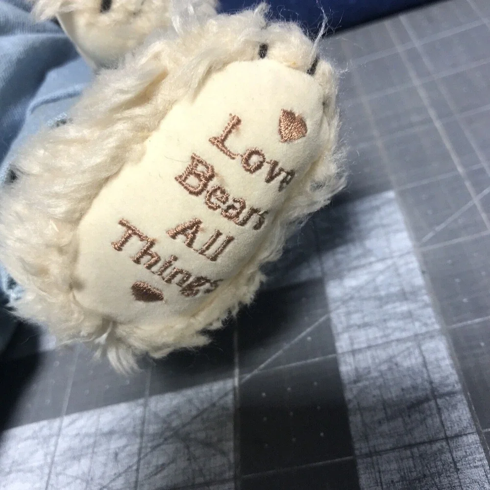 Zondervan Love Bears All Things Thankful‎ Plush Sitting Bear Blue Overalls 2002